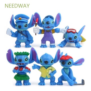 Needway โมเดลฟิกเกอร์ Stitch Q Version Stitch ขนาดมินิของเล่นสําหรับเด็ก 6ชิ้น/ชุด