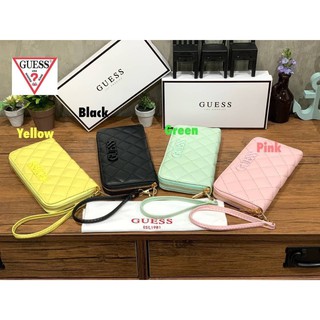 GUESS FACTORY WOMENS LONG WALLET กระเป๋าสตางค์ใบยาว  เย็บลายตารางรอบใบสวยหรูดูมีดีเทล