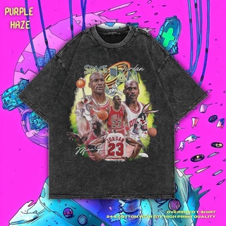 เสื้อยืด ขนาดใหญ่ พิมพ์ลาย Michael Jordan สีม่วง | หินล้างทําความสะอาด | เสื้อยืด พิมพ์ลาย Michael Jordan | Looney Tunes