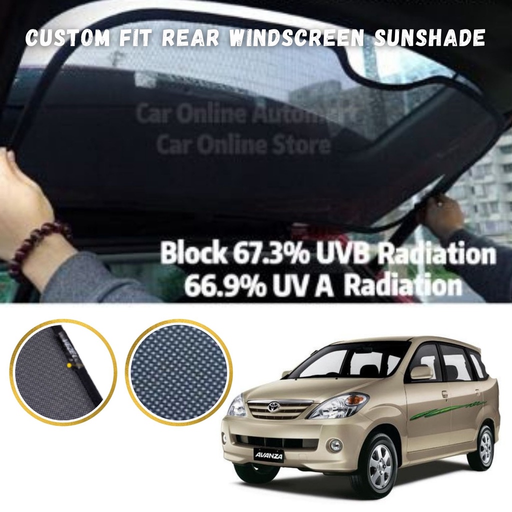 OEM ด้านหลังกระจก CarFit Sunshade สําหรับ Toyota Avanza 2003-2010 บล็อก 67.3% UV & 66.9% U