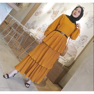 (ชําระเงินปลายทาง) Gamis TRISY PLISKET MOSCREPE พรีเมี่ยม