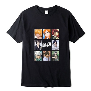 เสื้อยืดผ้าฝ้าย เสื้อยืดแขนสั้น ผ้าฝ้าย 100% พิมพ์ลายอนิเมะ Bleach Kurosaki Ichigo Send ทรงหลวม สไตล์ฮาราจูกุ สําหรับคู่