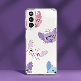 เคสโทรศัพท์มือถือแบบนิ่ม ใส ลายการ์ตูนแมว สําหรับ Samsung S23 S20 S21 FE S22 Ultra s10 s9 s8 plus Galaxy Note 20 Ultra Note 10 plus Note 8 9