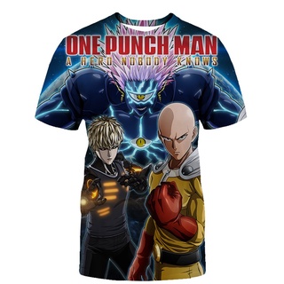 เสื้อยืดแขนสั้นลําลอง คอกลม พิมพ์ลายอนิเมะ One Punch Man Saitama 3 มิติ แฟชั่นฤดูร้อน สไตล์ฮาราจูกุ สําหรับผู้ชาย