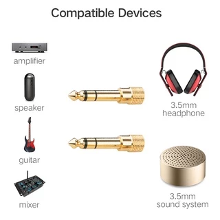 Gold Plated 6.35mm Male to 3.5mm Female Audio Adapter Caravan Crew หัวแปลงแจ็คหูฟัง เป็นไมค์โครโฟนใหญ่ Jack Converter