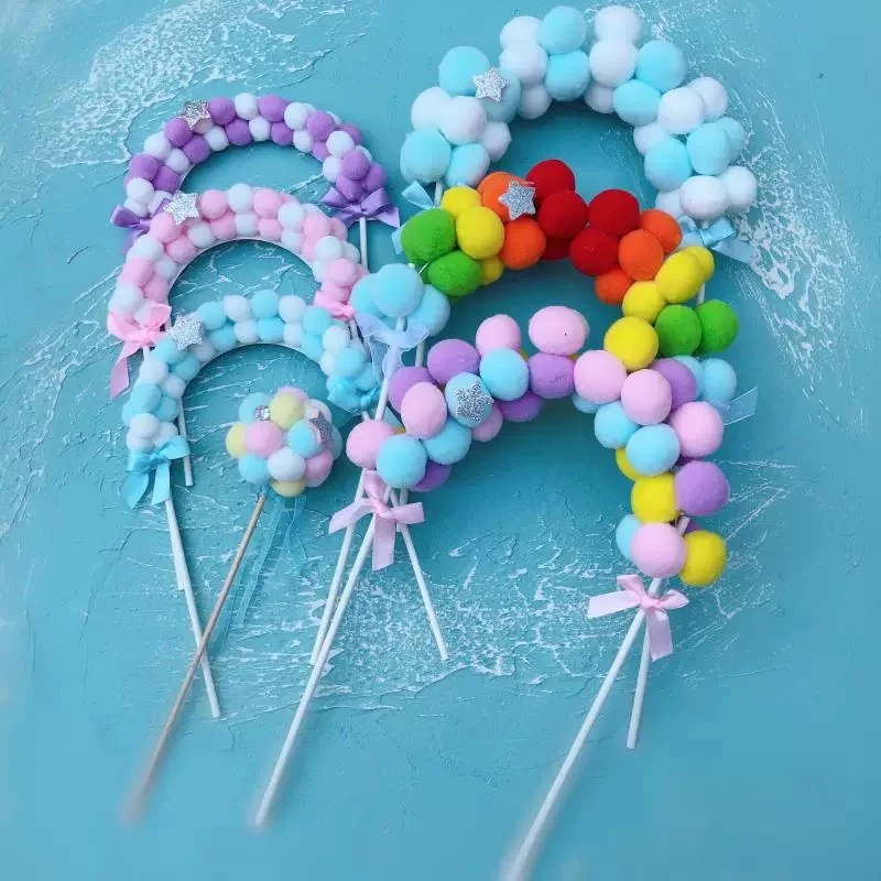 HD วันเกิดเค้ก Topper สีฟ้าสีชมพู Arch Hairball ตกแต่งงานแต่งงานครบรอบขนมหวาน Topper Party Supplies