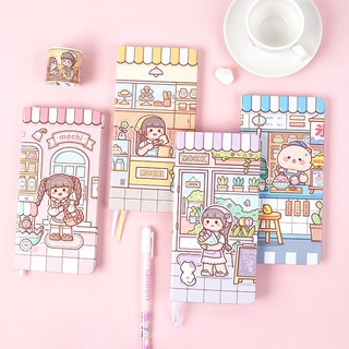 Peach（Free stickers）Girl weeks Notebook Weekly Plan Grid Diary memo Memo Pad School Office Stationery Notepad