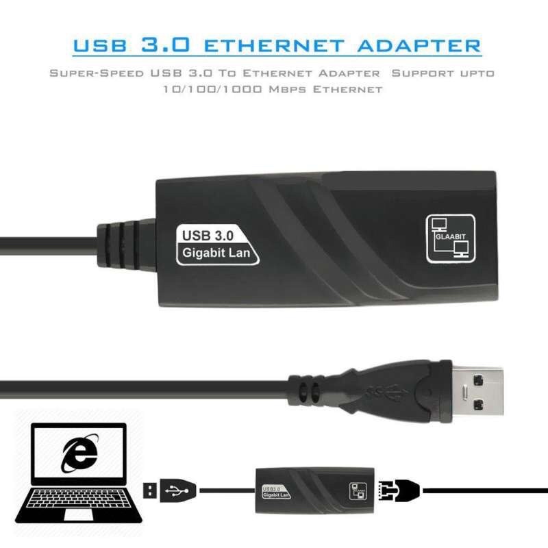 USB 3.0 to R.J45 Gigabit 10/100/1000 Ethernet Adapter แปลง USB3.0 เป็นสายแลนไดรเวอร์ในตัว