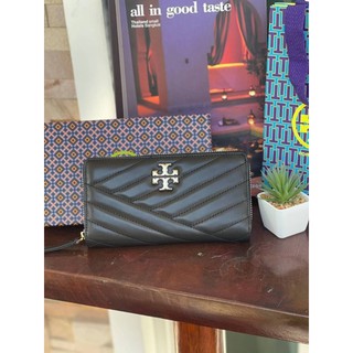 2,590(กล่องและถุงกระดาษแบรนด์) TORY BURCH Kira Chevron Zip Continental Wallet แท้💯