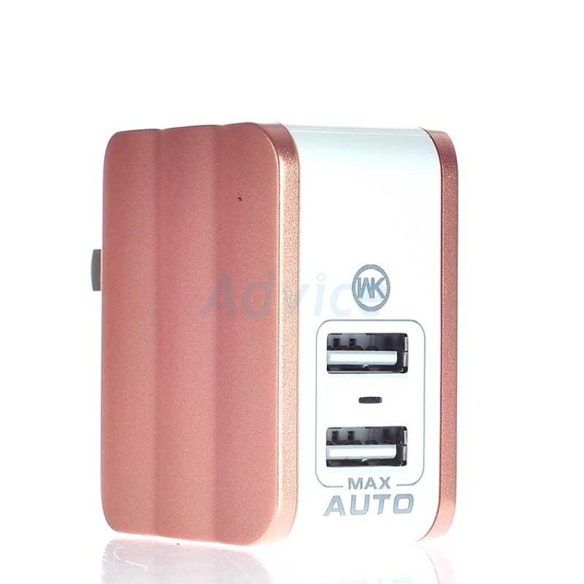 WK Adapter Dual USB Charger (WP-U03Mousse) Rose Gold