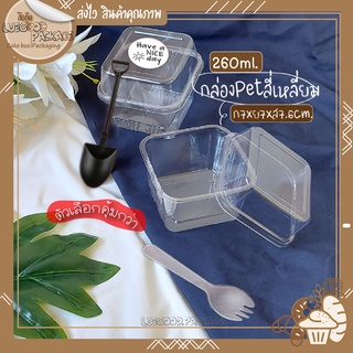 กล่องพลาสติกใส พร้อมฝาปิด | C010 ทรงสี่เหลี่ยมจตุรัส ขนาดกระทัดรัด กล่องเค้ก กล่องใส่เค้กมินิมอล Cake box