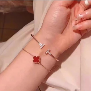 พร้อมส่งร้านไทย💘 ปรับขนาดได้ สร้อยข้อมือตัว H เครื่องประดับ แต่งเพชร สไตล์เกาหลี หรูหรา