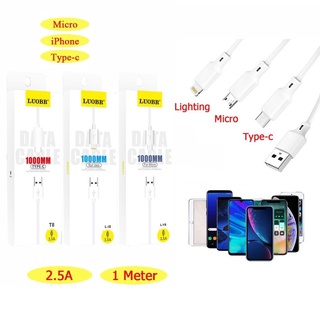 สายชาร์จ LUOBR L-V8 Fast Charge 2.5A มี 2 หัวให้เลือก Micro USB Type-C 1000MM