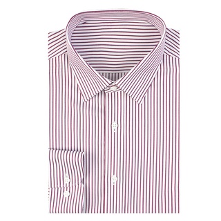 KINGMAN Red Striped Long-sleeved Shirt เสื้อเชิ้ตสั่งตัด ตัดตามสัดส่วนได้ เสื้อเชิ้ตทำงาน เสื้อเชิร์ต