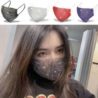 Fashion Crystal Rhinestone Decorative Mask Party Woman Sexy Luxury Diamond Face Mask Elastic Adult Masks