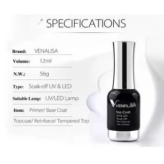 เวนาลิส เวนาลิส่า เบสเจล ท็อปเจล ท็อปเคลือบสีเจล VENALISA No-wipe Top Coat 12ml