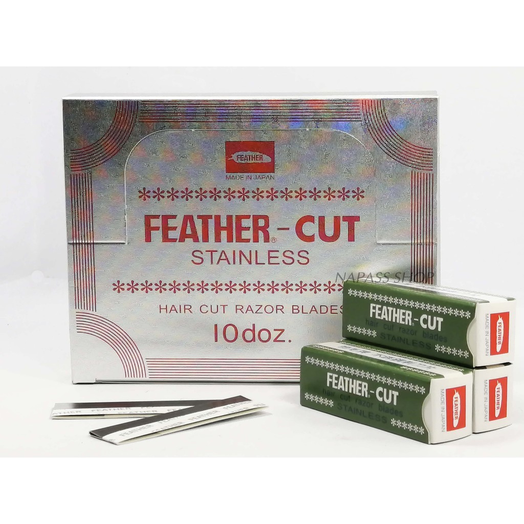 ใบมีดโกน ขนนกคมเดียว FEATHER ของแท้ 100% (กล่องเล็ก 12 ใบ)