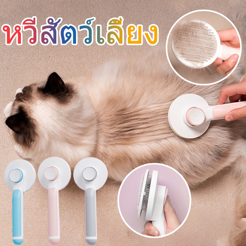 😻COD😻หวีสัตว์เลี้ยง  มีปุ่มกดดันขนออก สุนัข แมว สัตว์เลี้ยง หวีสุนัข หวีแมว Pet Comb