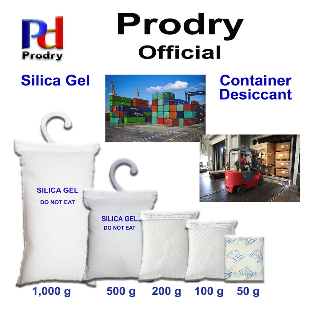 Prodry กันชื้น ซิลิก้าเจล White Silica Gel ขนาด 1 Kg Container Desiccant สำหรับแขวนในตู้คอนเทนเนอร์