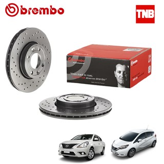 Brembo Xtra จานเบรคหน้า Almera Note จานเบรคแต่งเจาะรู 1คู่