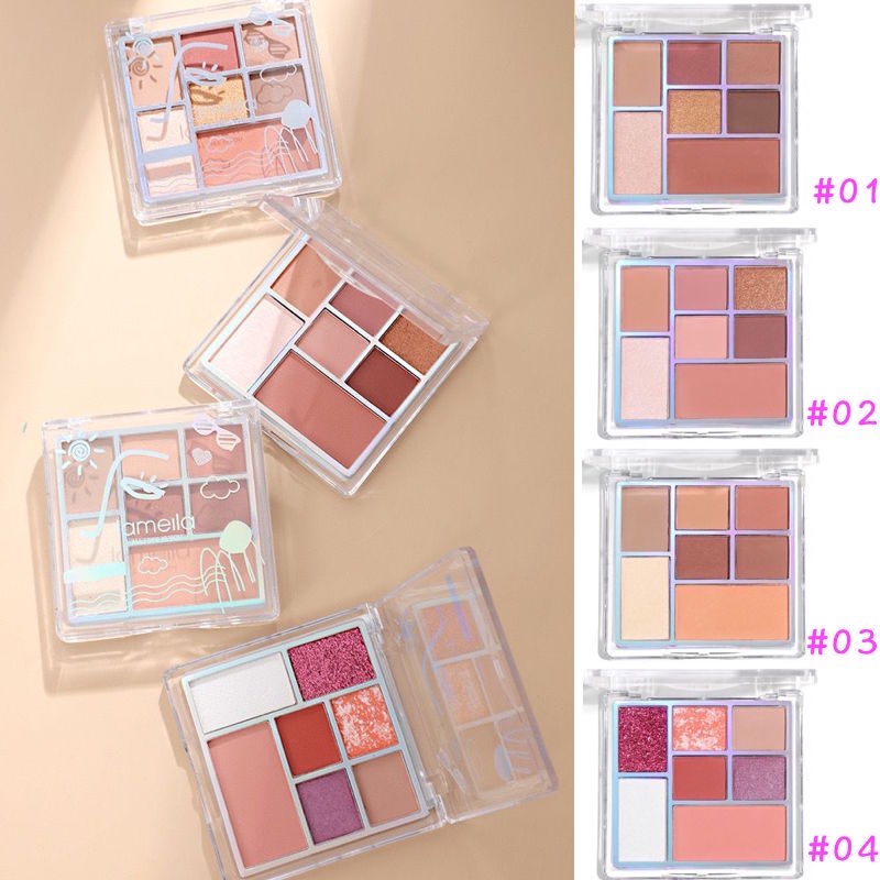 Y5082 Lameilaพาเลทอายแชโดว์ 7 สี เนื้อแมตต์สีเหลี่ยมชิมเมอร์สําหรับแต่งหน้า - รูปที่ 5