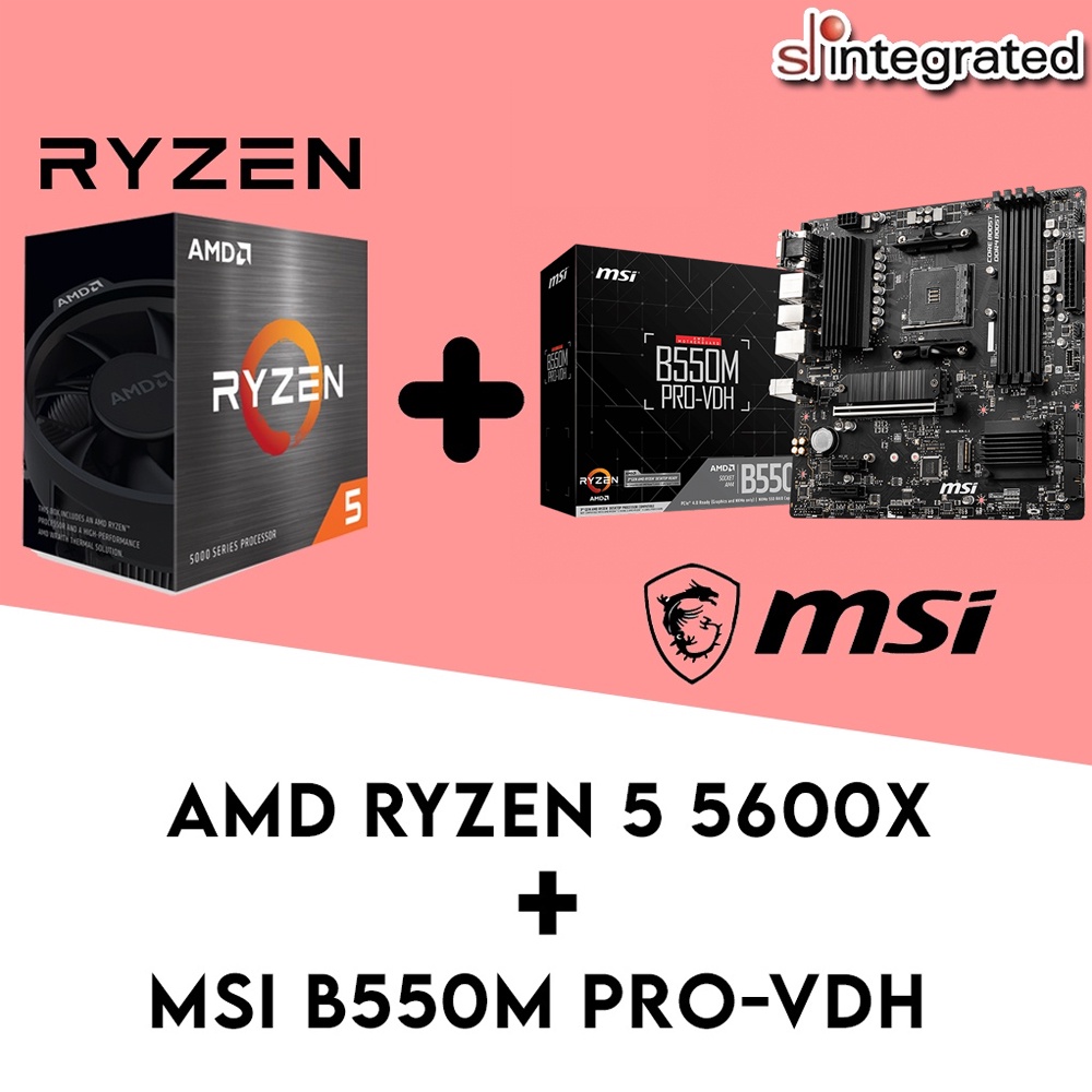 เมนบอร์ดคอมโบ AMD Ryzen 5 5600X + MSI B550M PRO-VDH