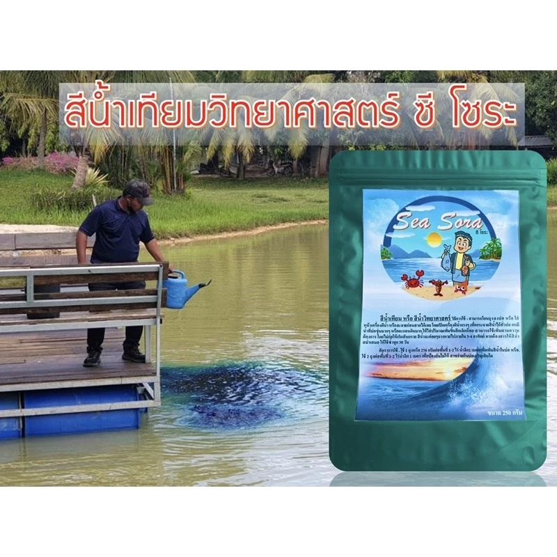 สีน้ำเทียม 250 กรัม Sea Sora (ผงเปลี่ยนสีน้ำเร่งด่วน)(สีฟ้าน้ำทะเล)(ผงทำสีน้ำทะเล) 250 กรัม