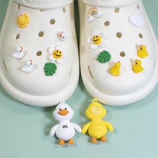 ใหม่ น่ารัก เด็ก การ์ตูน Doodle เป็ด รองเท้า อุปกรณ์เสริม Jibbitz ชุด Crocs ยาง PVC รองเท้า เสน่ห์ หัวเข็มขัด ของขวัญวันเกิด