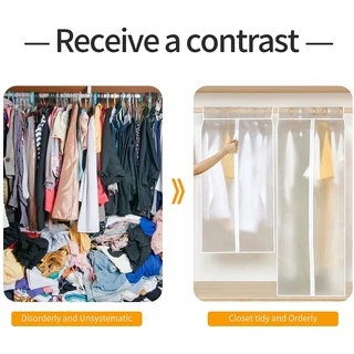 🌻ถุงคลุมเสื้อผ้า ปิดทุกด้าน360องศา ที่คลุมเสื้อผ้า ปิดด้านล่างอย่างสมบูรณ์ ถุงใส่สูท พร้อมส่ง