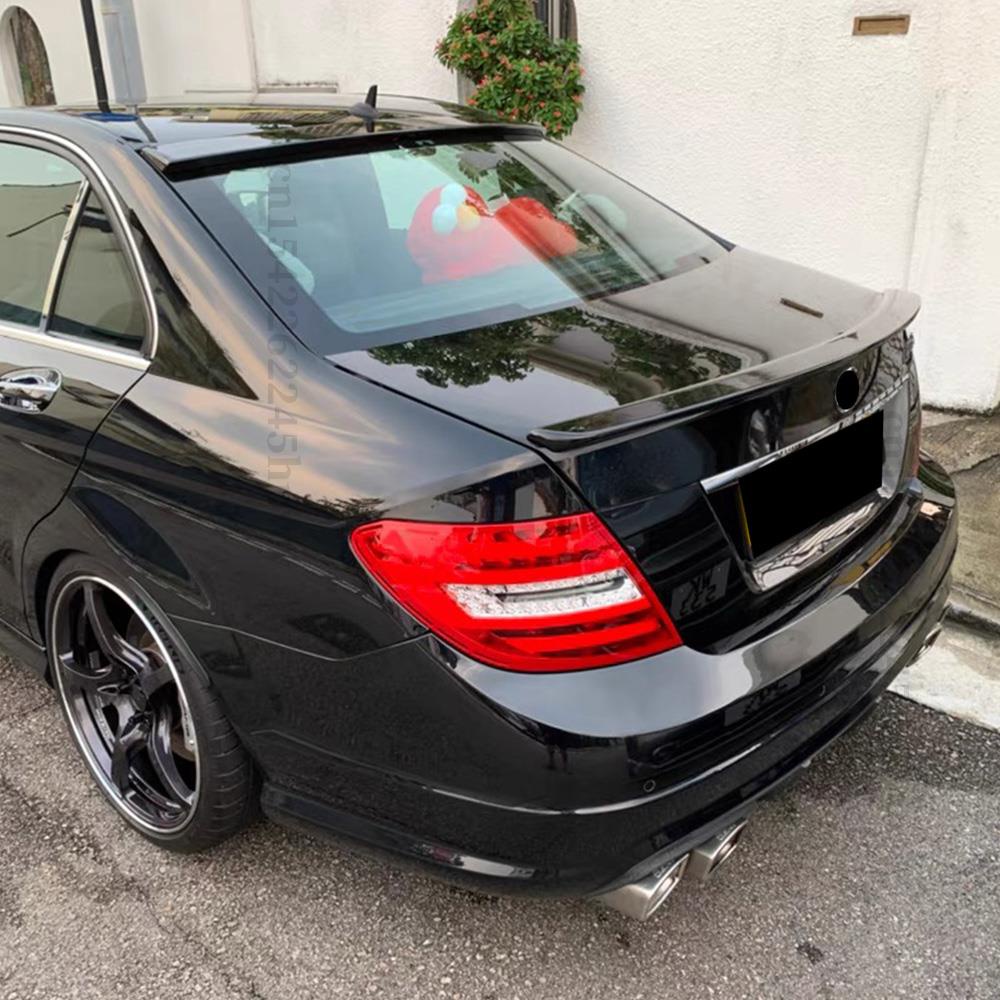 AMG GT สไตล์ด้านหลังสปอยเลอร์ Wing Splitter อุปกรณ์ปรับแต่งจัดแต่งทรงผมสําหรับ Mercedes Benz C W204 2007 2008 2009 2010 2011 2012 2013 2014 C180 C200 C250 C280 C300