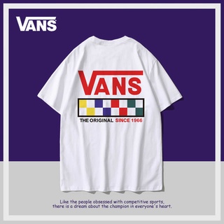 VANS เสื้อยืดแขนสั้นลําลอง ทรงหลวม เข้ากับทุกการแต่งกาย แฟชั่นฤดูร้อน สําหรับผู้ชาย และผู้หญิง แฟชั่น