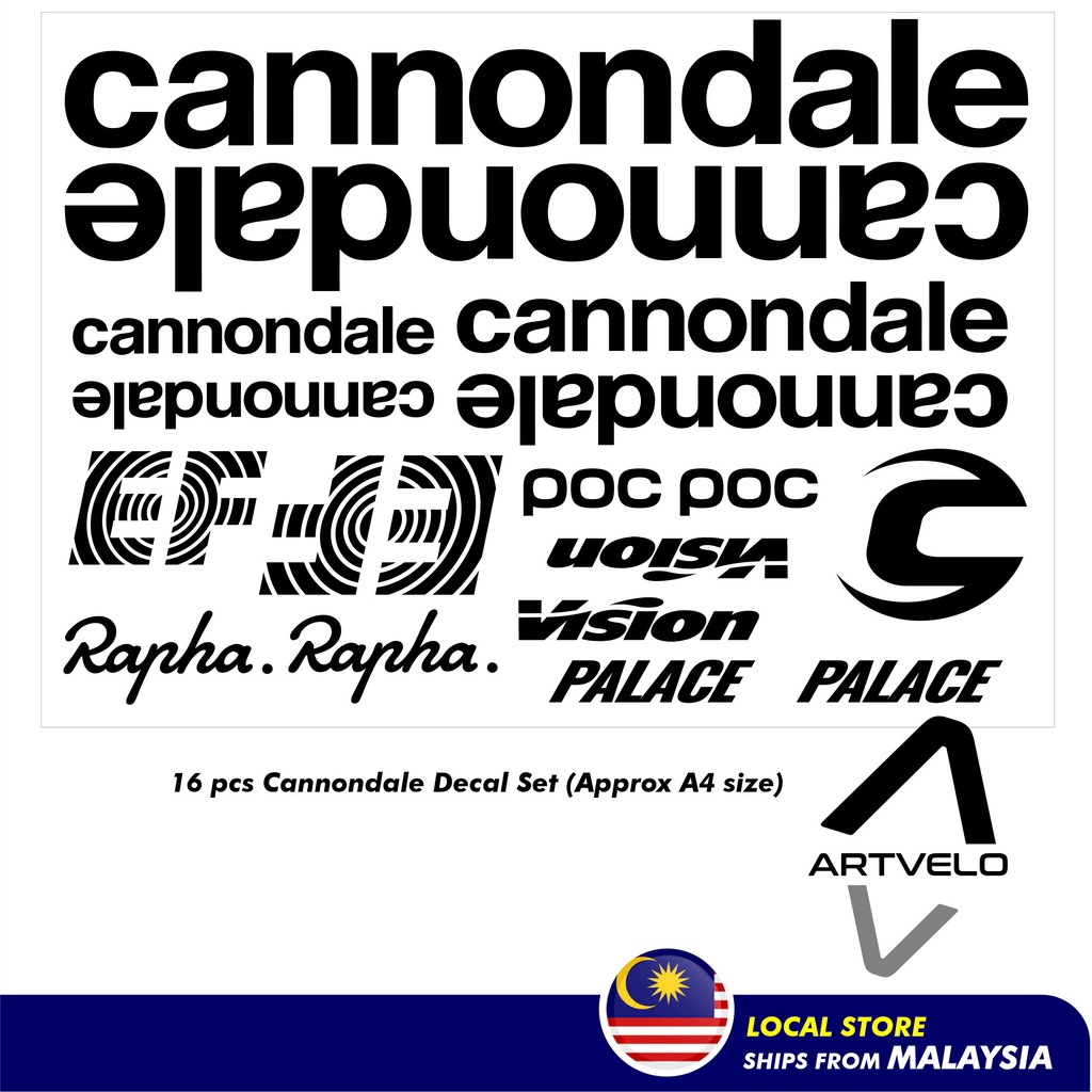 Cannondale 16 ชิ้นสติ๊กเกอร์ชุดกรอบสติกเกอร์ขี่จักรยานสําหรับจักรยานเสือหมอบจักรยานเสือภูเขา