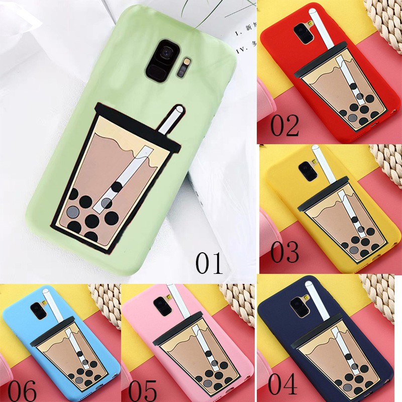 Samsung Galaxy A6 A8 Plus J4 J6 3D Milk Tea Matte Skin Candy Color Slim Thin Soft TPU Silicon Protec