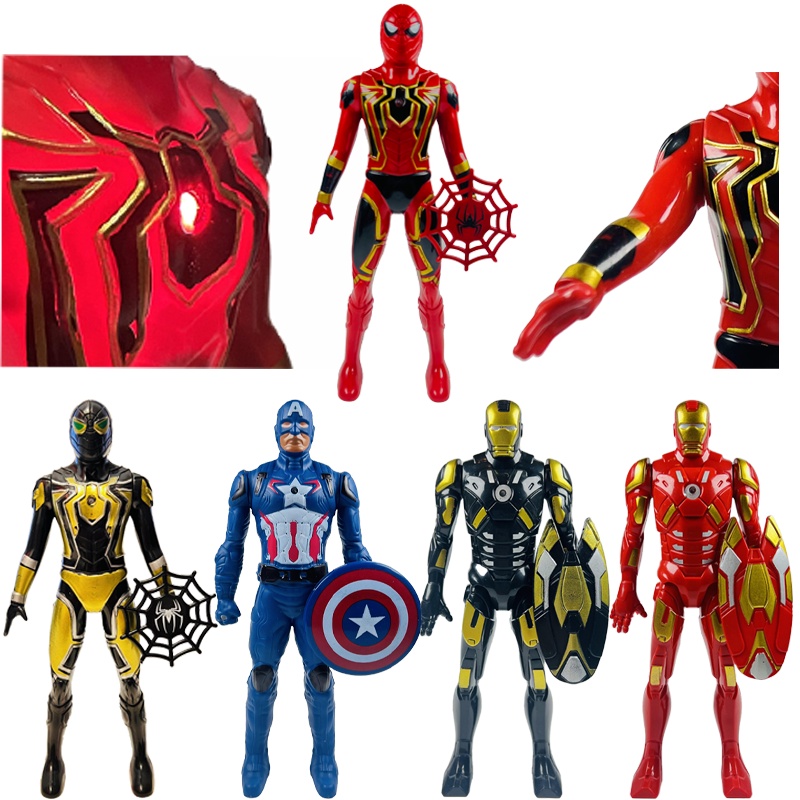 โมเดลฟิกเกอร์ Marvel Avengers Superhero Iron Spider Man Thanos Iron Man Captain America Thor Hulk ของเล่นสะสม