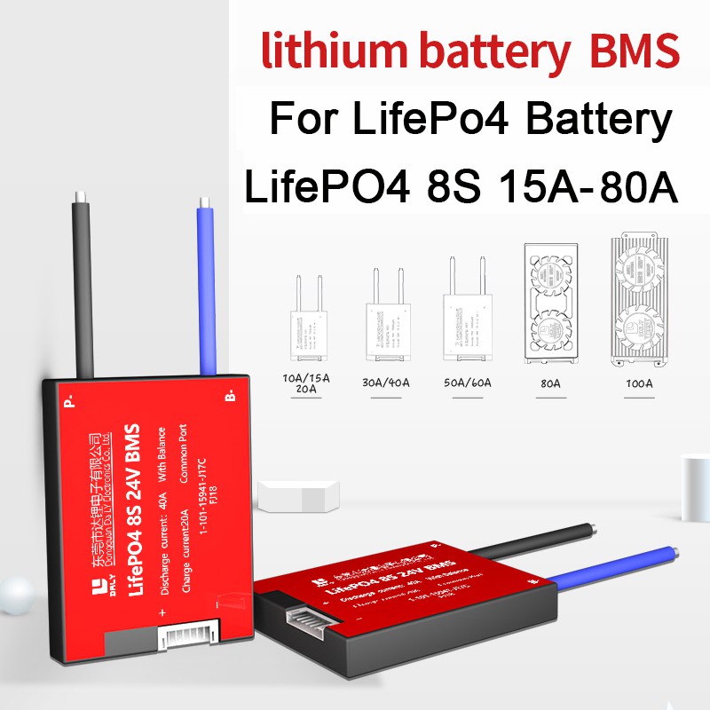 8S 24 V 15A 20A 30A 40A 50A 60A 80A Lifepo4 Bms แผ่นบอร์ดป้องกันแบตเตอรี่สําหรับสกูตเตอร์ไฟฟ้า