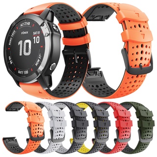 Garmin Fenix 7X 6X Pro 5X Plus 3 3HR 2 สาย 26 มม. สร้อยข้อมือยาง ปลดเร็ว สองสี