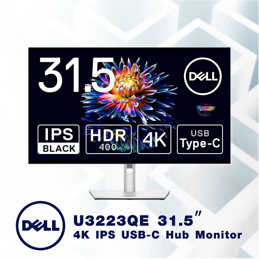 Dell U3223QE 31.5" 4K Hub IPS Monitor USB Type-C, DP, HDMI/VESA DisplayHDR™ 400/Rec.709 100%/Frameless/Height Adjustment/Rotation, 100%sRGB