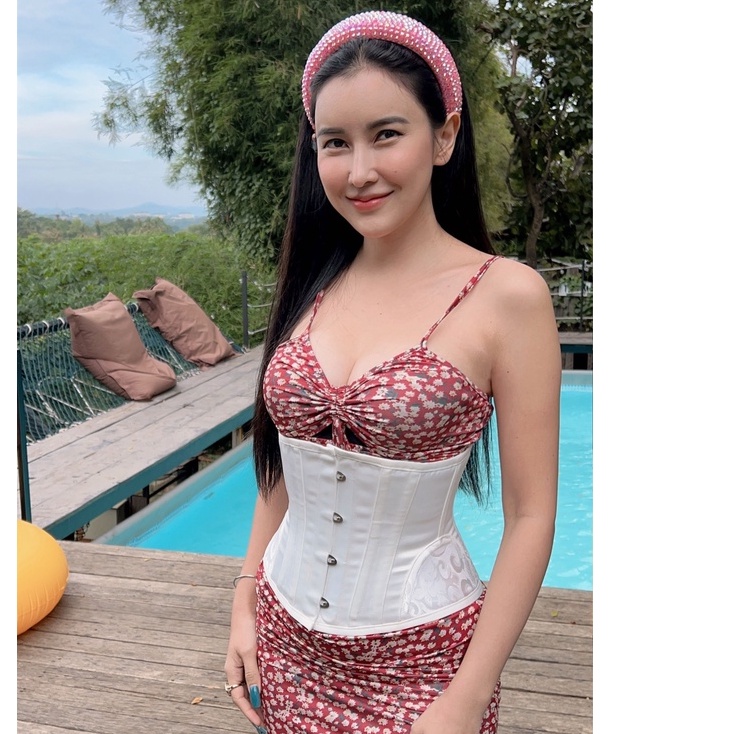 Xsara Corset คอร์เซ็ทเอวคอด สีดำ Black lace ไม่ค้ำหน้าอกให้อึดอัด คอร์เซ็ทรัดเอว สายรัดหน้าท้อง