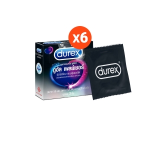 Durex ดูเร็กซ์ ดูอัล เพลย์เชอร์ ถุงยางอนามัยลดความไวต่อความรู้สึก ถุงยางขนาด56 มม. 3ชิ้น x6กล่อง (18 ชิ้น) Dual Pleasure