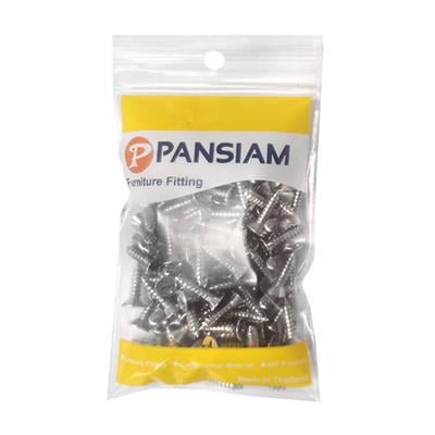 สกรูเกลียวปล่อยหัวเรียบ|Flat-PAN-SIAM-รุ่น-TF-412-ขนาด-4-x-1|2-นิ้ว-(แพ็ค-100-ตัว)-สีนิกเกิล Flat he