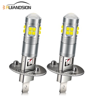 Ruiandsion หลอดไฟตัดหมอก H1 LED 10V-30V 1200LM สีขาว สําหรับรถยนต์ 2 ชิ้น