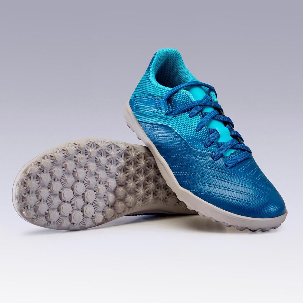 รองเท้าฟุตบอล พร้อมแถบรัดตีนตุ๊กแก สีฟ้า KIPSTA Rip-Tab Football Boots Agility 140 TF - Blue Grey