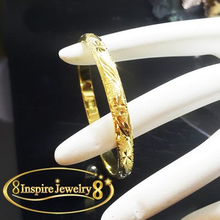 Inspire Jewelry ,กำไลทองตอกลายแบบร้านทอง สวยงาม ประณีต ถอดใส่ง่ายมีล็อคข้าง