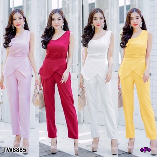 👗Pfashion [ส่งไว!!🚛] P8885 Set เสื้อทรงไหล่เฉียง + กางเกงขายาว Set slanted shoulder top + pants