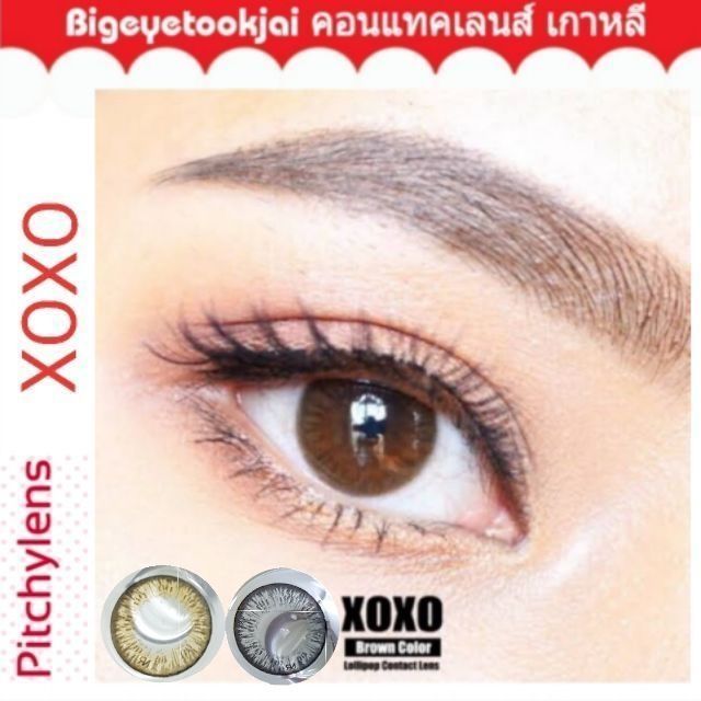 💟 รุ่น XOXO Pitchylens Lollipop  brown gray Contactlens บิ๊กอาย คอนแทคเลนส์ ราคาถูก แถมตลับฟรี
