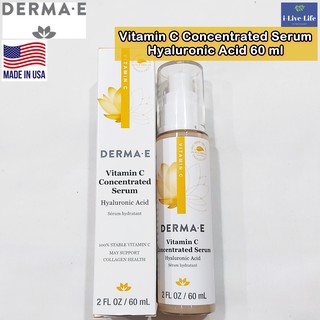 เซรั่ม วิตามินซี เข้มข้น บำรุงผิวหน้า Vitamin C Concentrated Serum Hyaluronic Acid 60 mL - Derma E เดอร์มาอี
