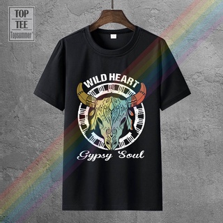 เสื้อยืดผ้าฝ้ายพิมพ์ลายแฟชั่น ขายดี เสื้อยืด พิมพ์ลาย Satan Deer Wild Heart Gypsy Soul Black M 6 GOhifc04BClnlj81 สไตล์ค