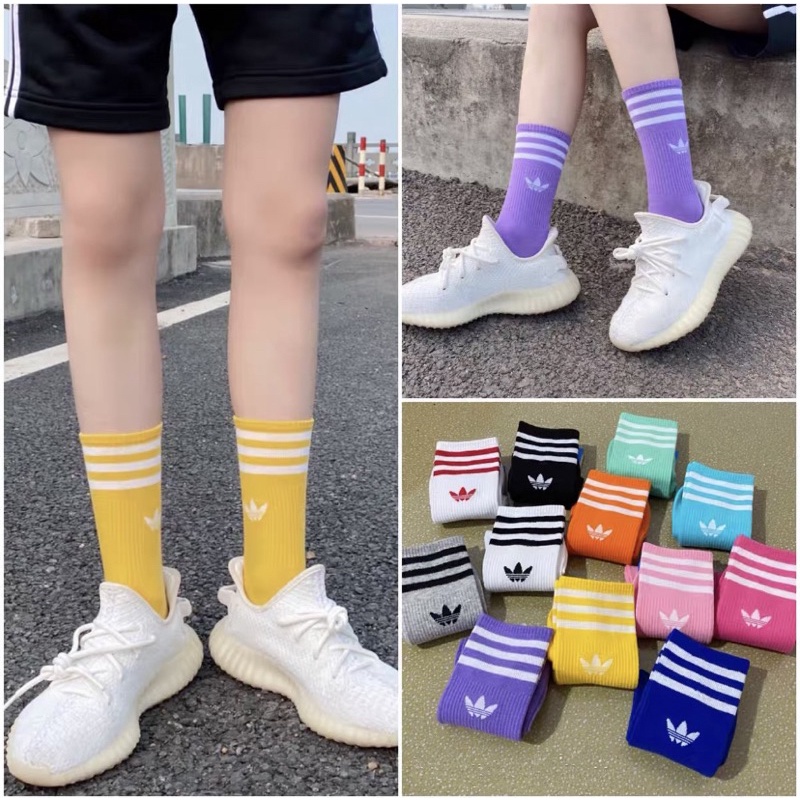 ถูกที่สุดในประเทศไทย (ส่งในไทย)ถุงเท้า,Adidas,แฟชั่น,สตรีท,สวยๆนิ่มใส่สบาย#ฟรีไซร์
