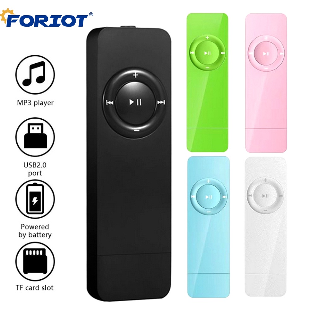 Foriot เครื่องเล่นเพลง MP3 แบบพกพา USB รองรับการ์ด Micro TF ขยายได้ถึง 16GB