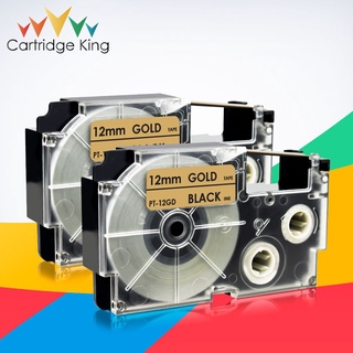 2PCS Cassette Label Tape for Casio XR-12GD Black on Gold 12mm*8m KL-60 KL-120 KL-HD1 KL-P350W KL-7000 Label Maker